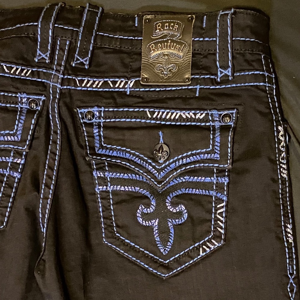 Black and Blue Rock Revival Jeans
